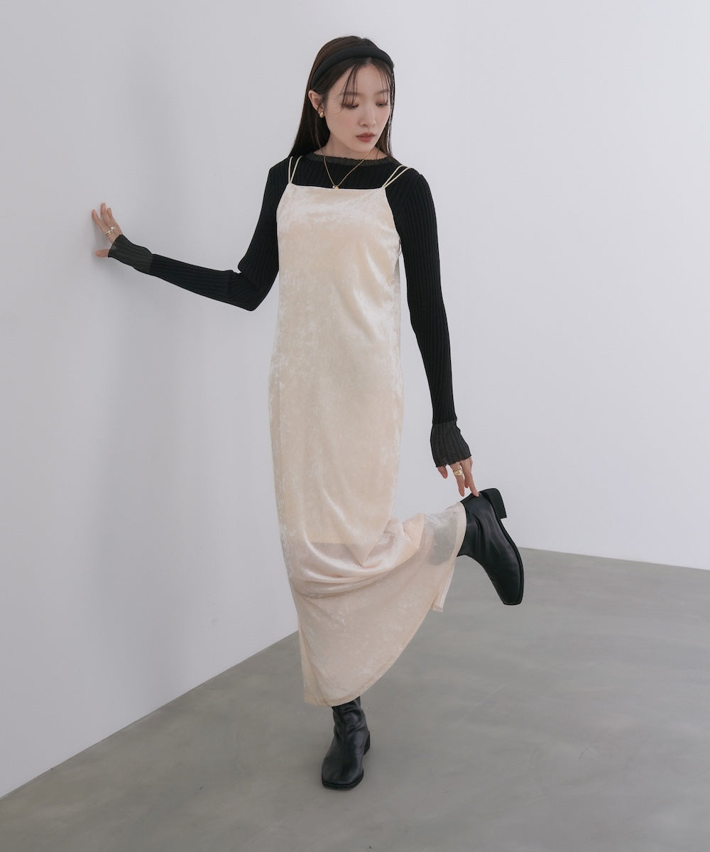 【S・Mサイズ展開】シアーベロアカップ付きキャミワンピース