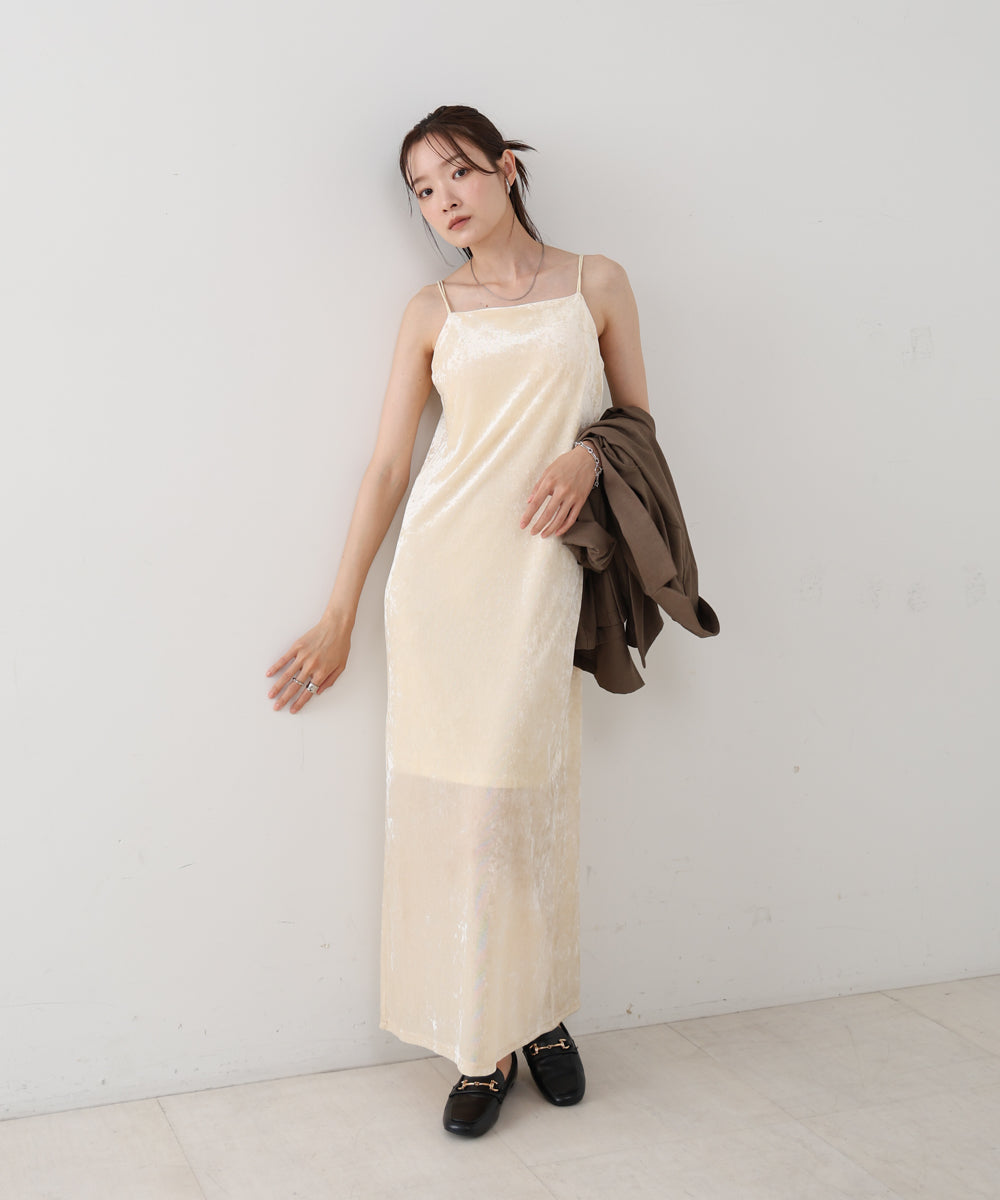 【S・Mサイズ展開】シアーベロアカップ付きキャミワンピース