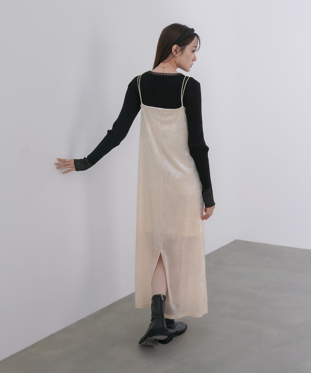 【S・Mサイズ展開】シアーベロアカップ付きキャミワンピース