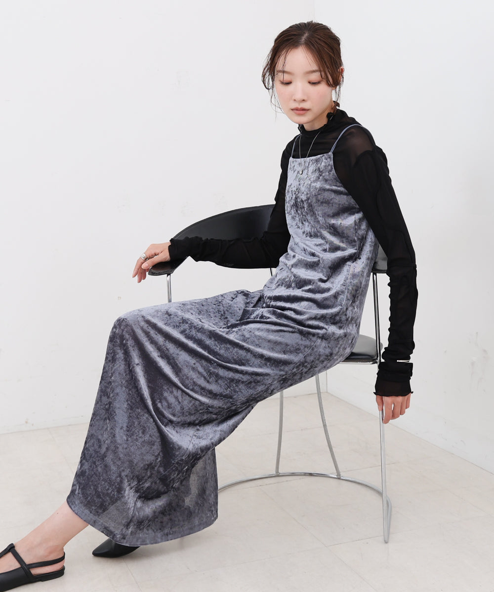 【S・Mサイズ展開】シアーベロアカップ付きキャミワンピース