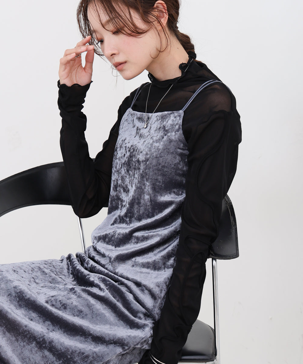 【S・Mサイズ展開】シアーベロアカップ付きキャミワンピース