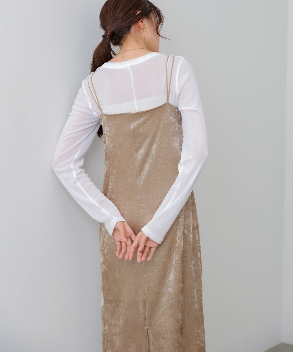 【S・Mサイズ展開】シアーベロアカップ付きキャミワンピース