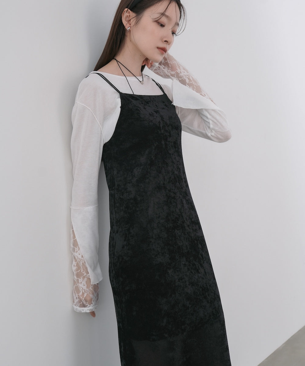 【S・Mサイズ展開】シアーベロアカップ付きキャミワンピース