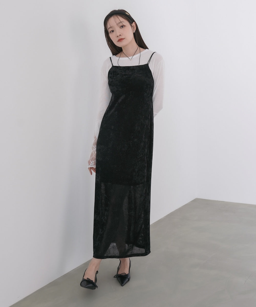【S・Mサイズ展開】シアーベロアカップ付きキャミワンピース