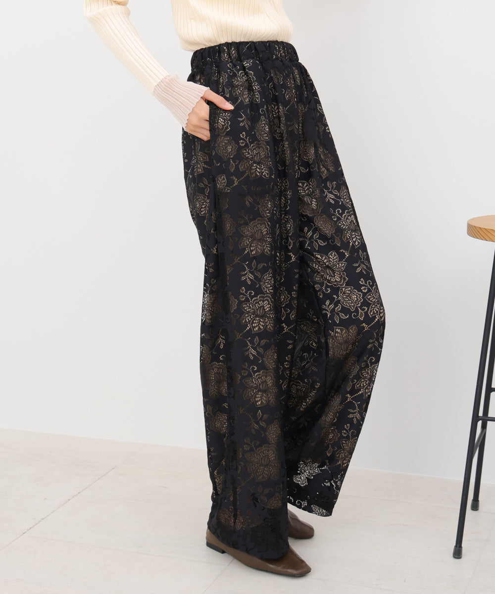 【S・Mサイズ展開】フラワーレースリラックスパンツ