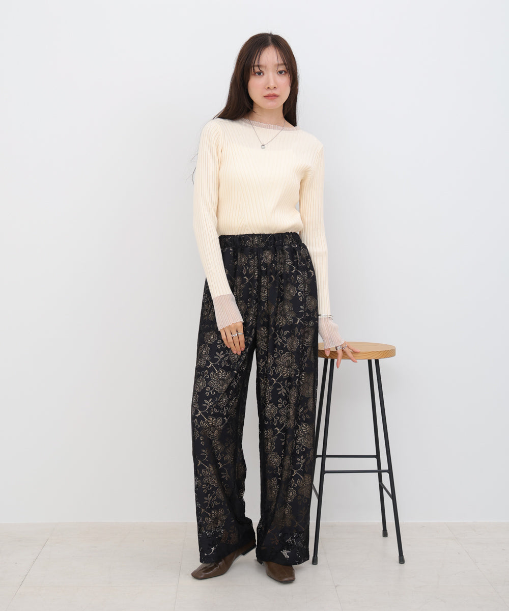 【S・Mサイズ展開】フラワーレースリラックスパンツ