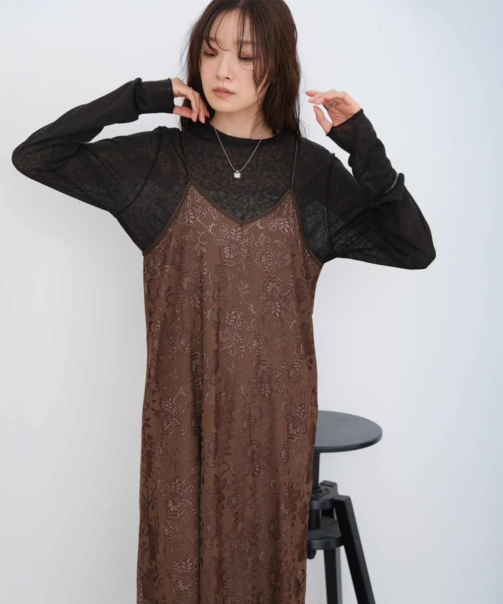 【S・Mサイズ展開】フラワーレースIラインキャミワンピース