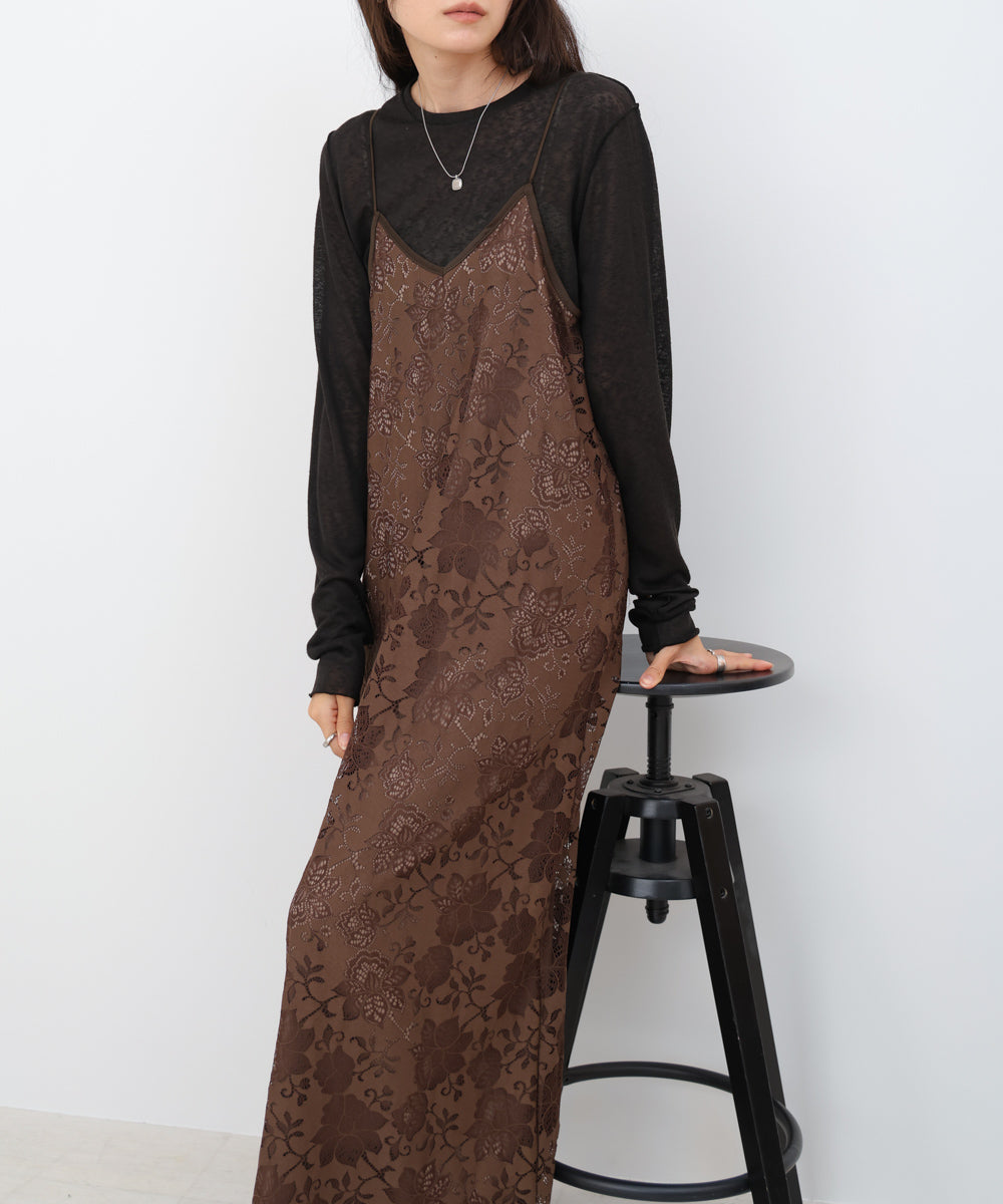 【S・Mサイズ展開】フラワーレースIラインキャミワンピース