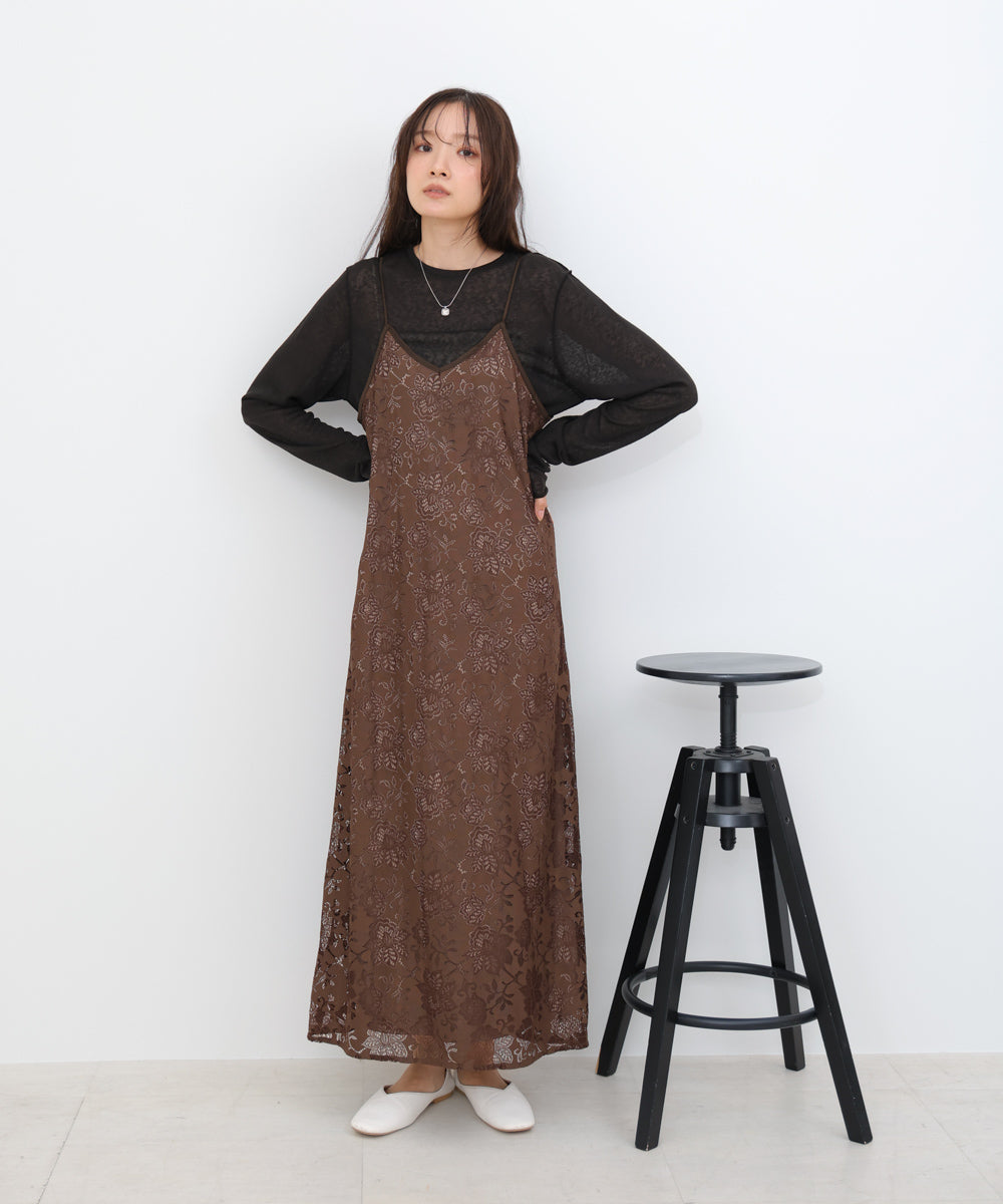 【S・Mサイズ展開】フラワーレースIラインキャミワンピース