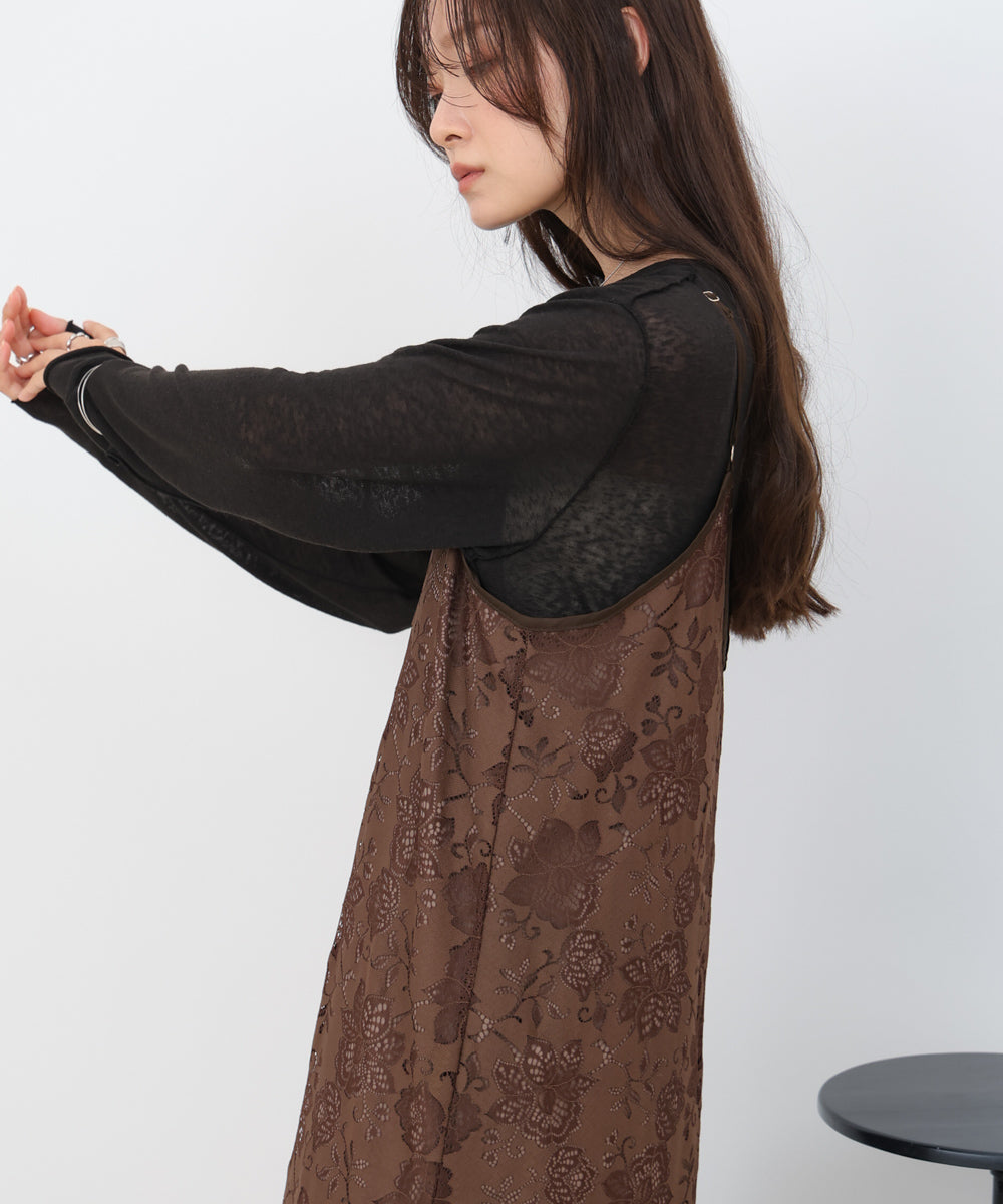 【S・Mサイズ展開】フラワーレースIラインキャミワンピース