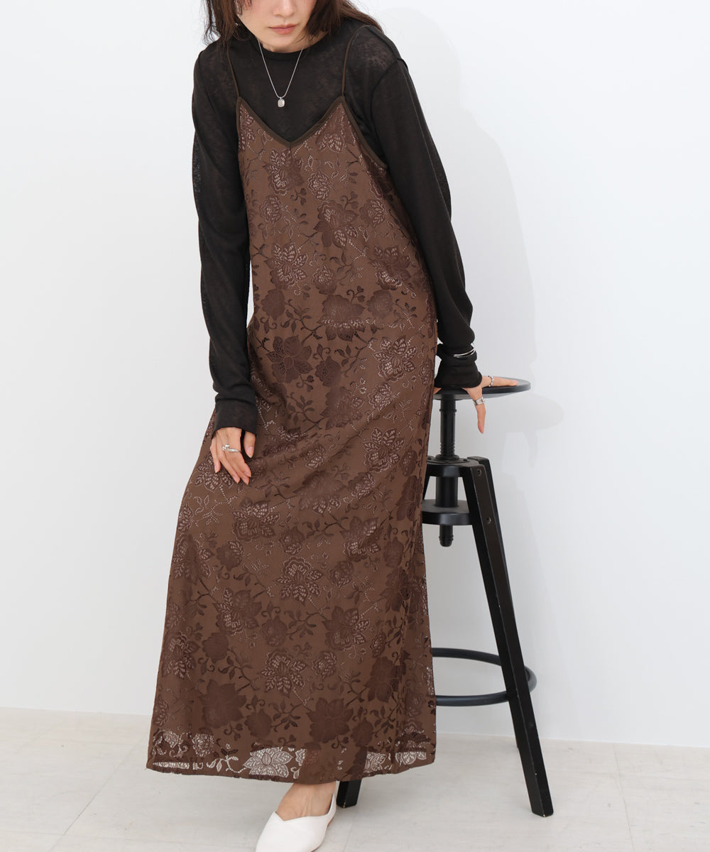 【S・Mサイズ展開】フラワーレースIラインキャミワンピース