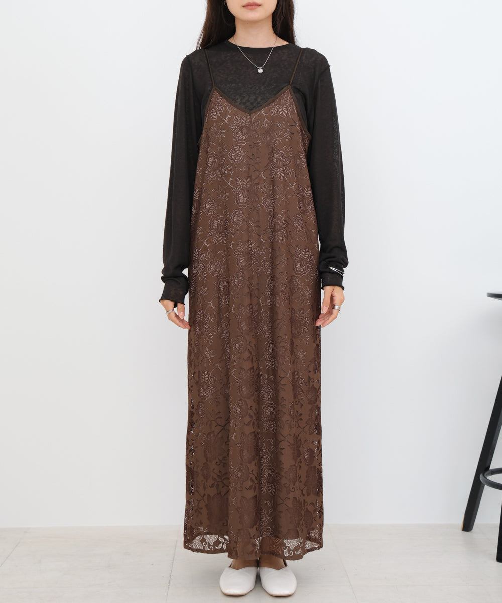 【S・Mサイズ展開】フラワーレースIラインキャミワンピース