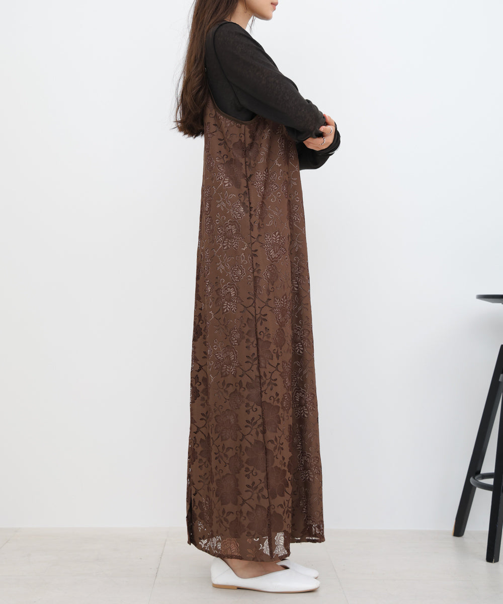【S・Mサイズ展開】フラワーレースIラインキャミワンピース