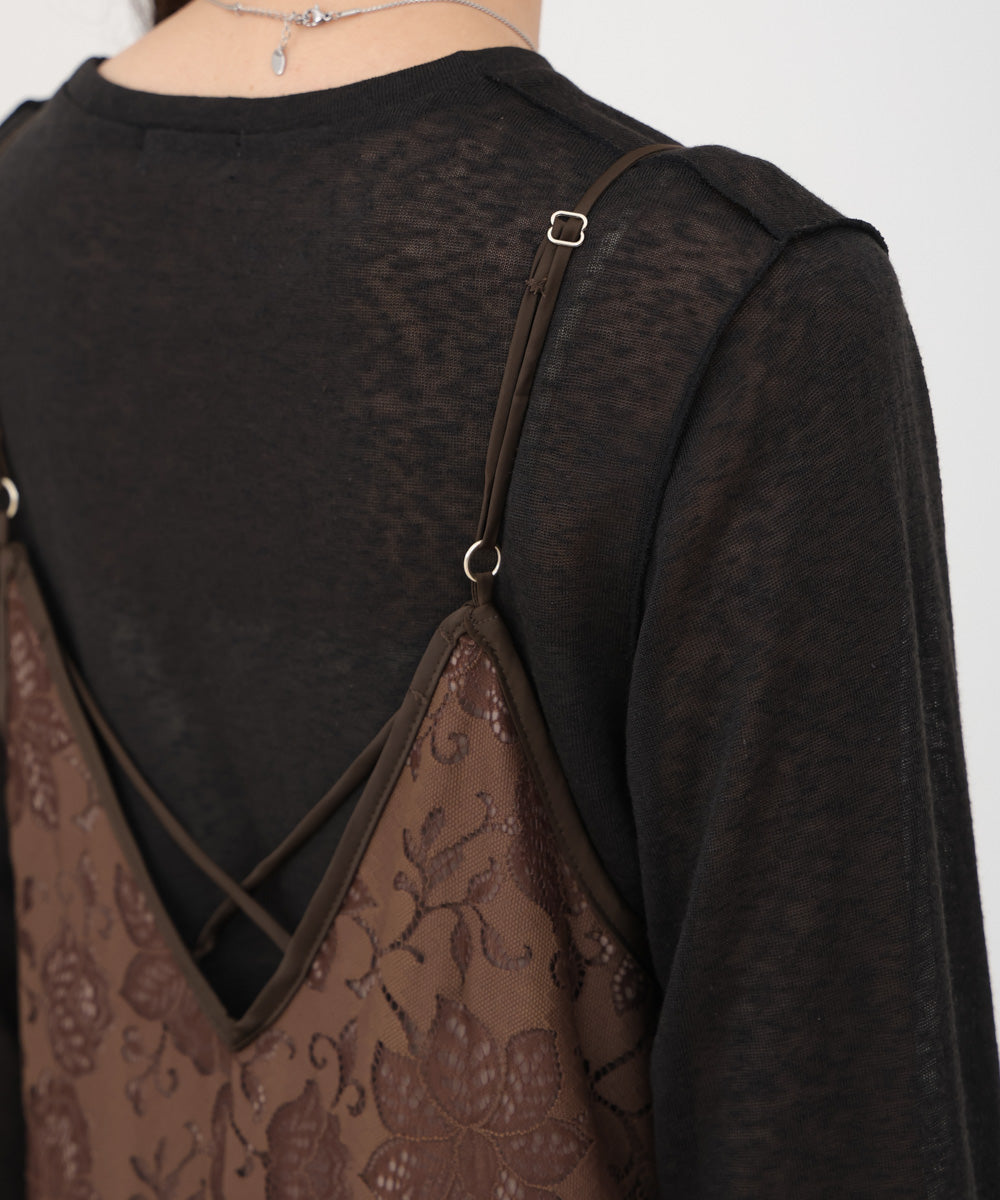 【S・Mサイズ展開】フラワーレースIラインキャミワンピース