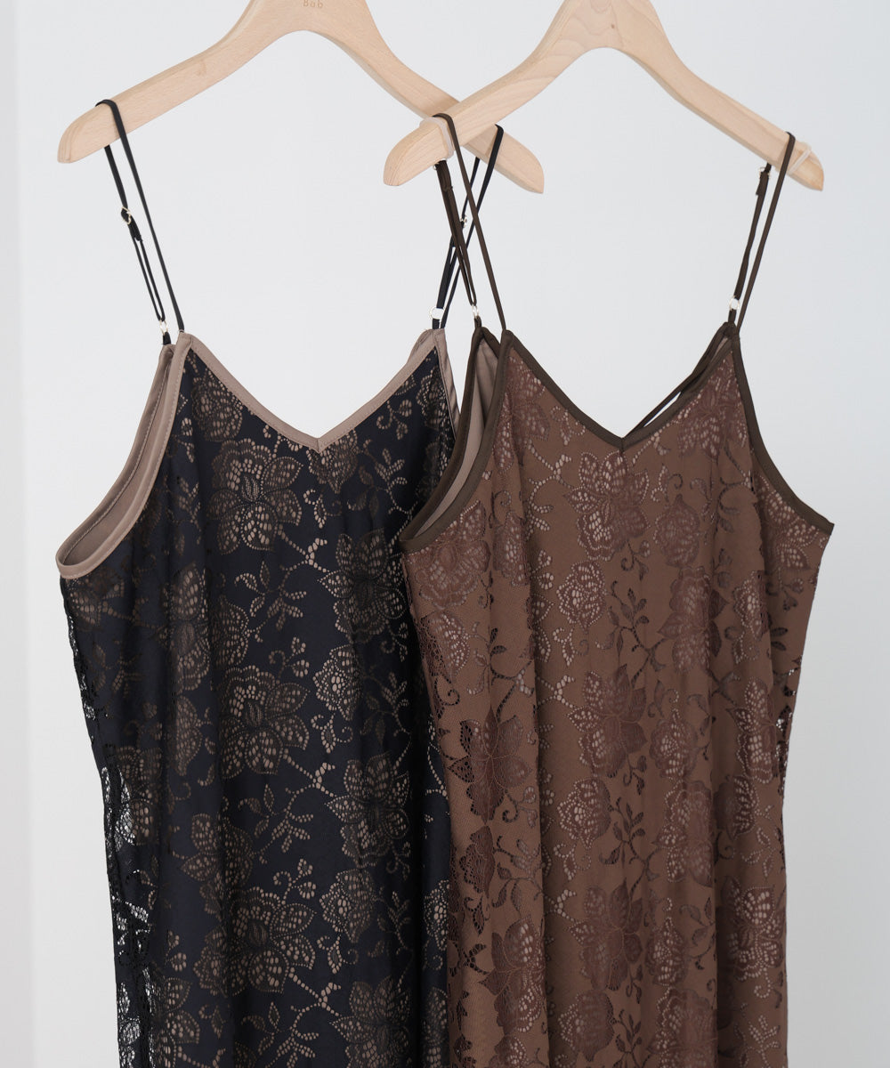 【S・Mサイズ展開】フラワーレースIラインキャミワンピース