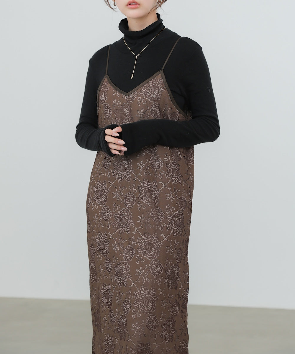 【S・Mサイズ展開】フラワーレースIラインキャミワンピース