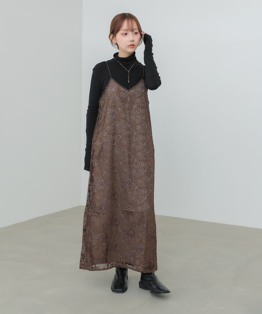 【S・Mサイズ展開】フラワーレースIラインキャミワンピース
