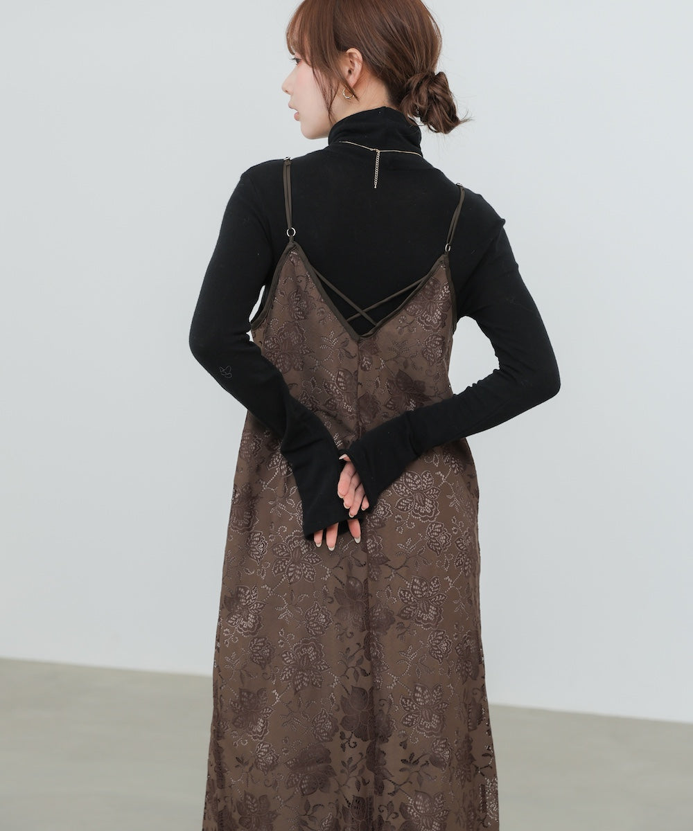 【S・Mサイズ展開】フラワーレースIラインキャミワンピース