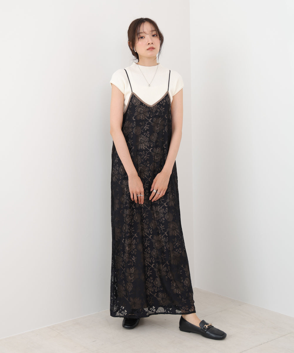 【S・Mサイズ展開】フラワーレースIラインキャミワンピース