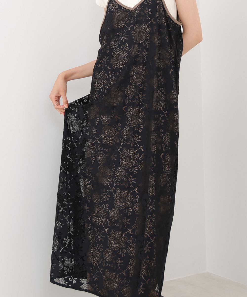 【S・Mサイズ展開】フラワーレースIラインキャミワンピース