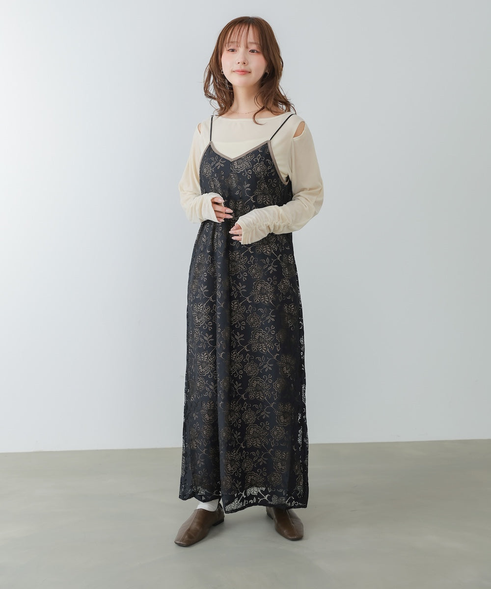 【S・Mサイズ展開】フラワーレースIラインキャミワンピース
