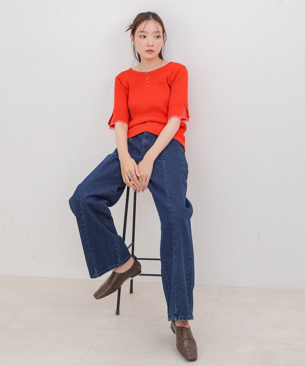 前後2WAYホールデザインニットトップス