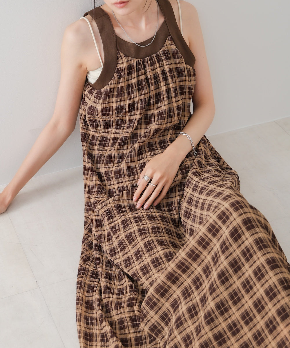 チェックアメスリフレアワンピース