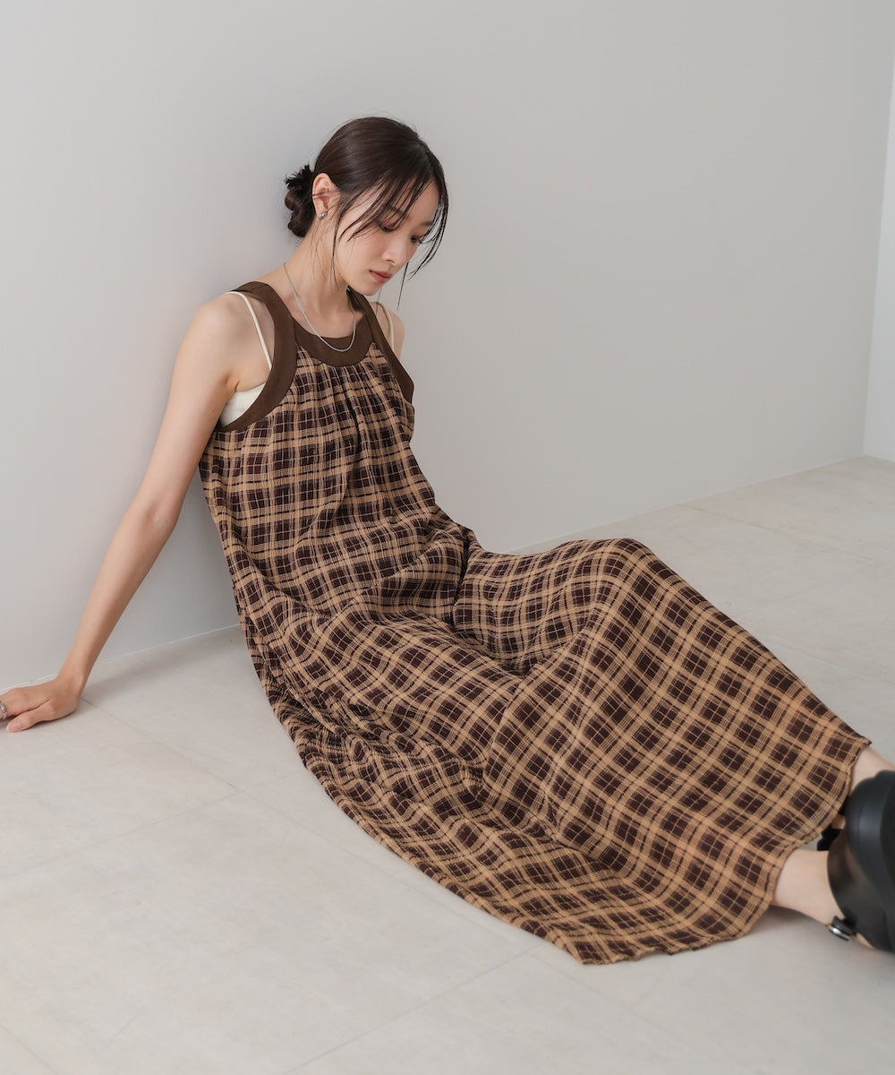 チェックアメスリフレアワンピース