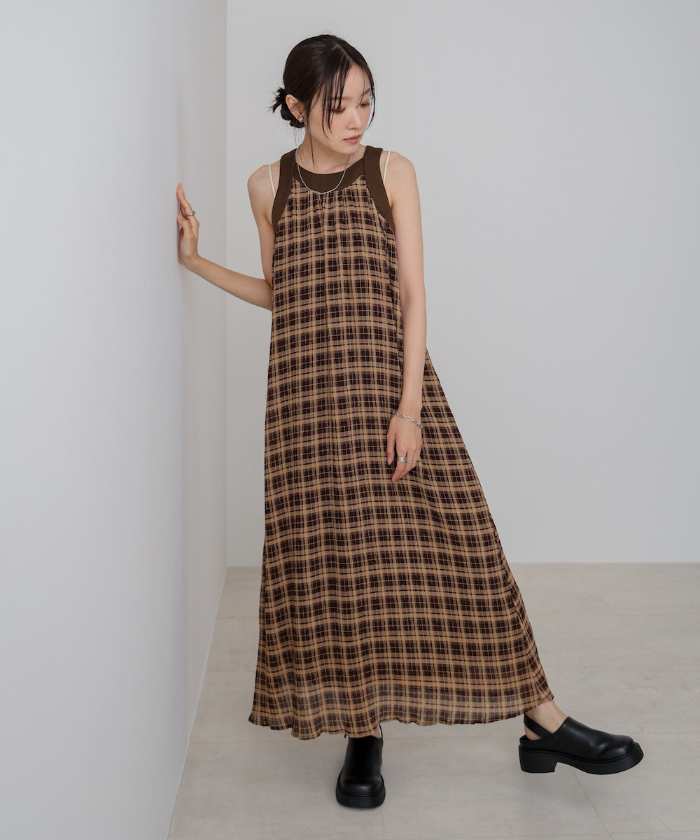 チェックアメスリフレアワンピース