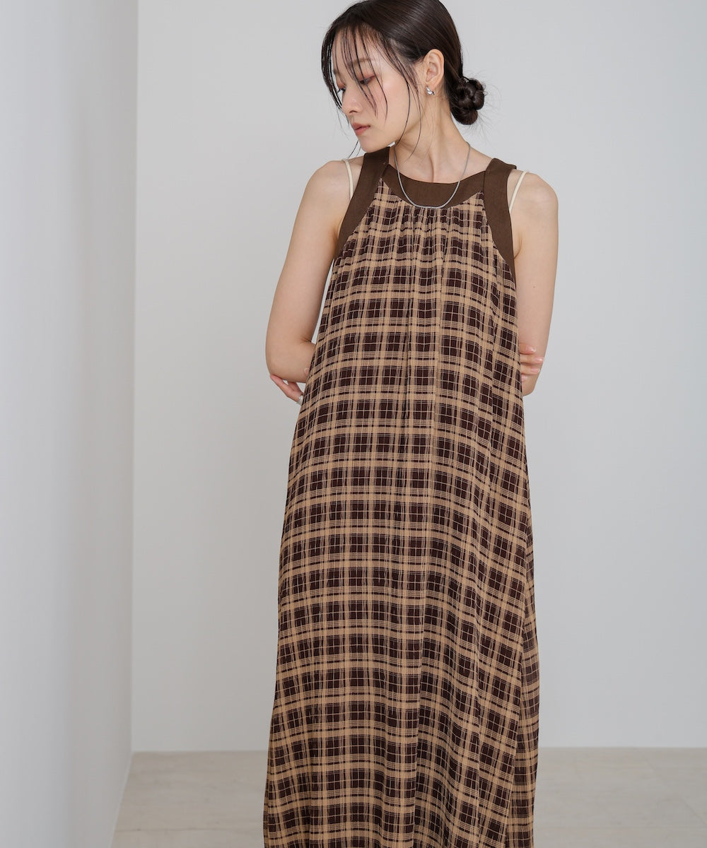 チェックアメスリフレアワンピース