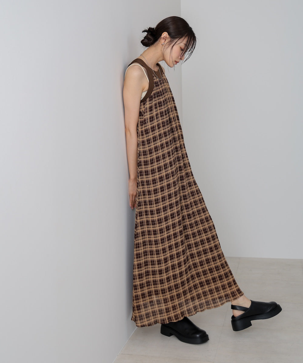チェックアメスリフレアワンピース