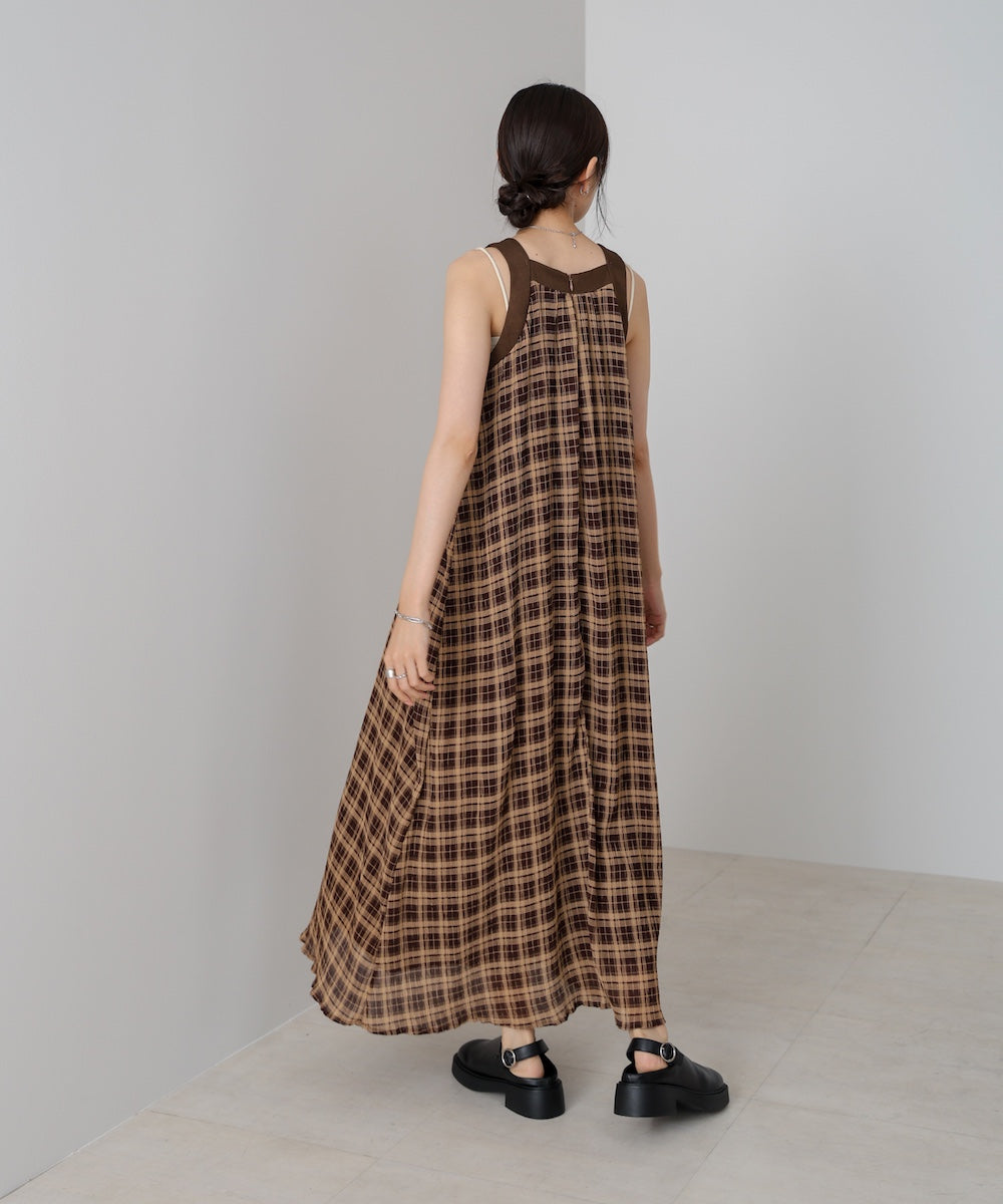 チェックアメスリフレアワンピース