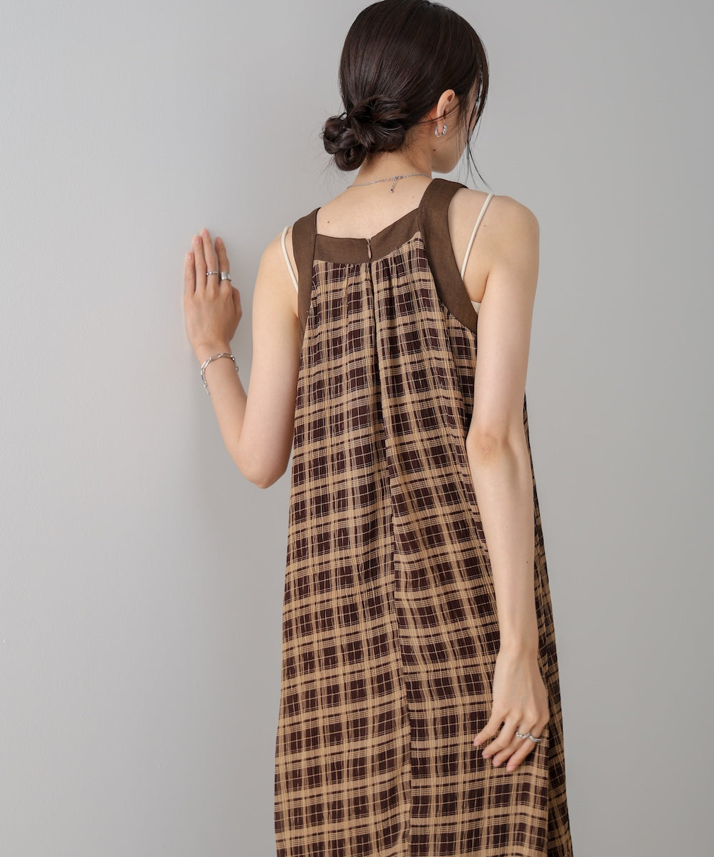 チェックアメスリフレアワンピース