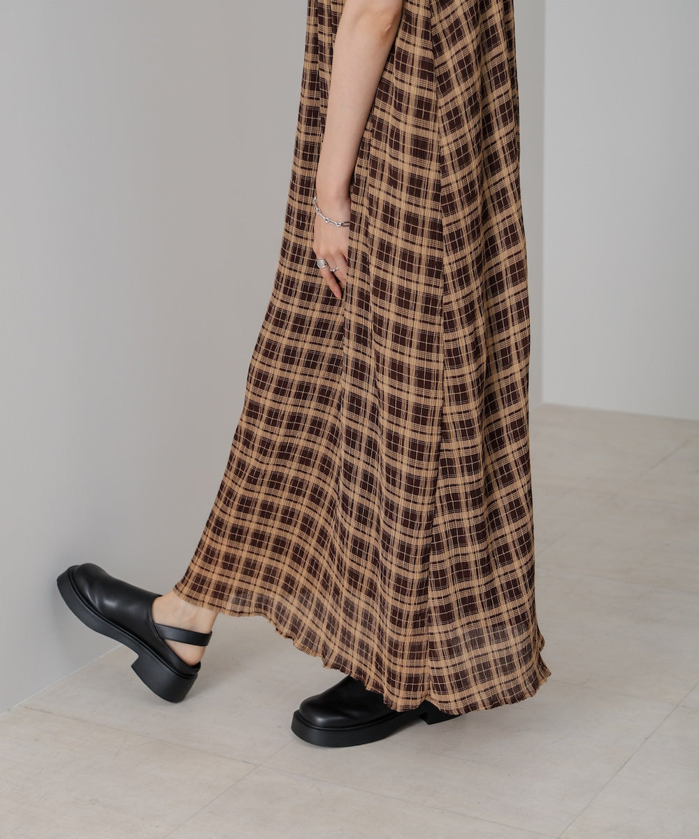 チェックアメスリフレアワンピース