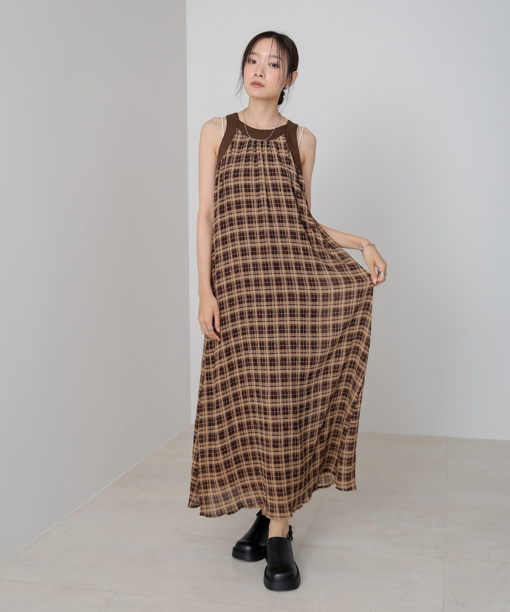 チェックアメスリフレアワンピース