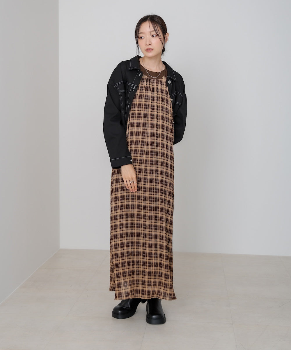 チェックアメスリフレアワンピース