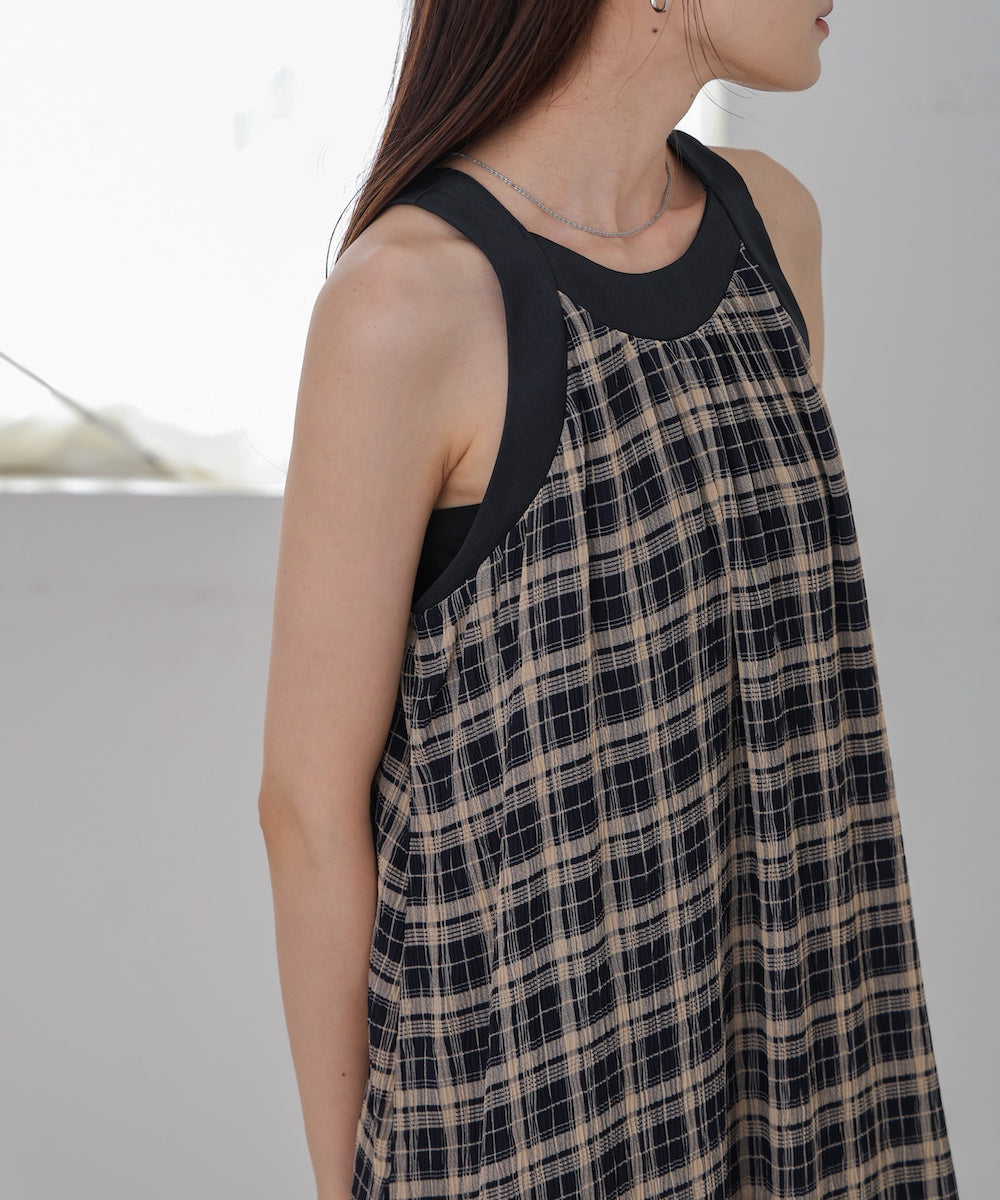 チェックアメスリフレアワンピース