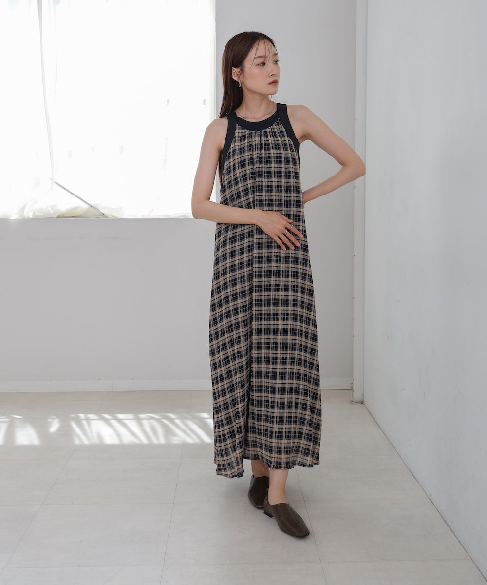 チェックアメスリフレアワンピース