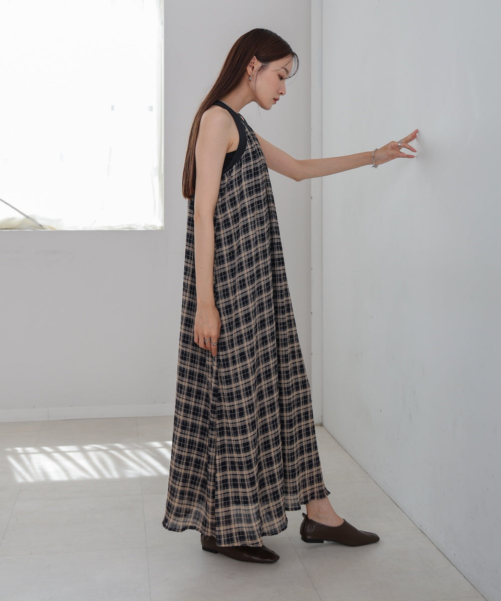 チェックアメスリフレアワンピース