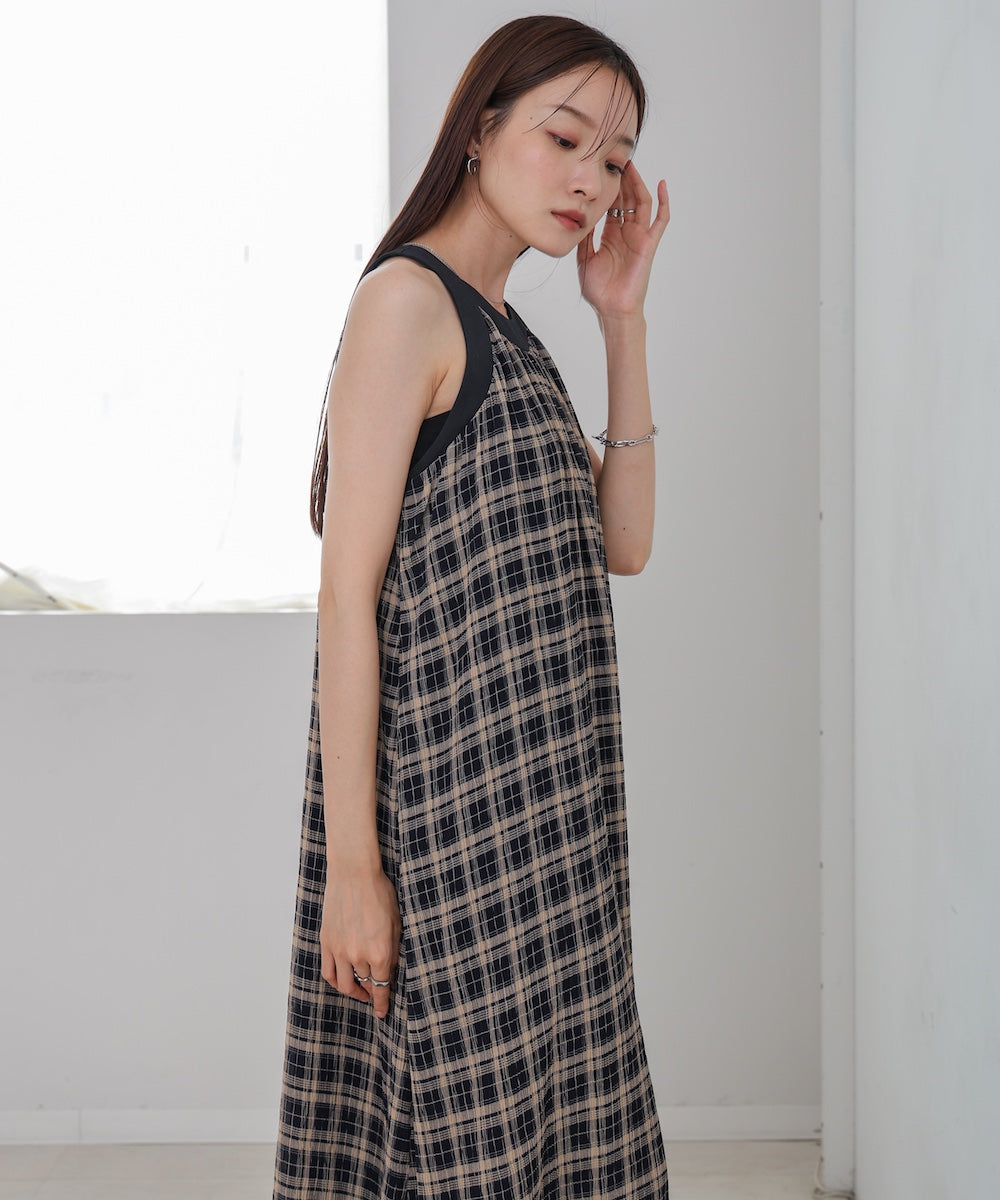 チェックアメスリフレアワンピース