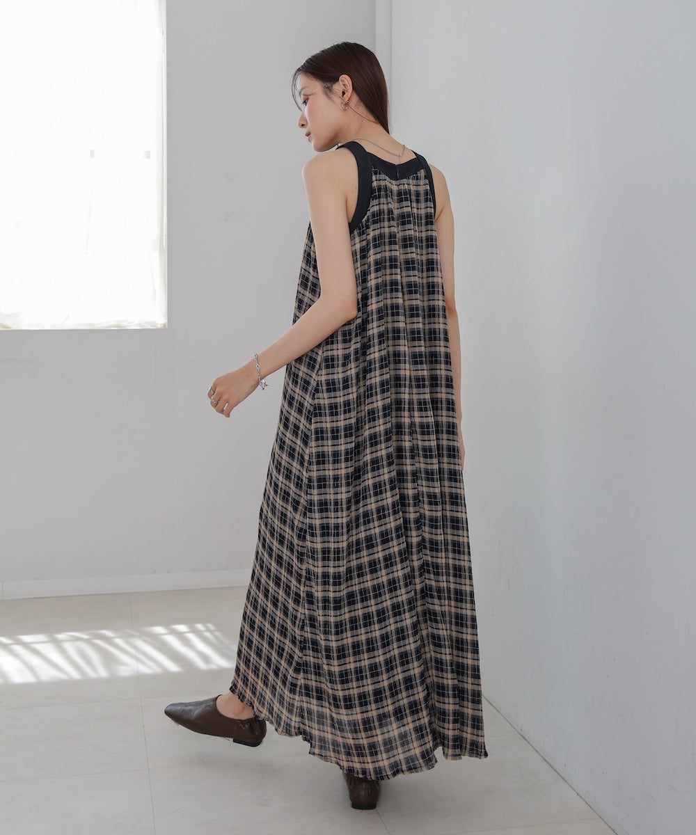 チェックアメスリフレアワンピース