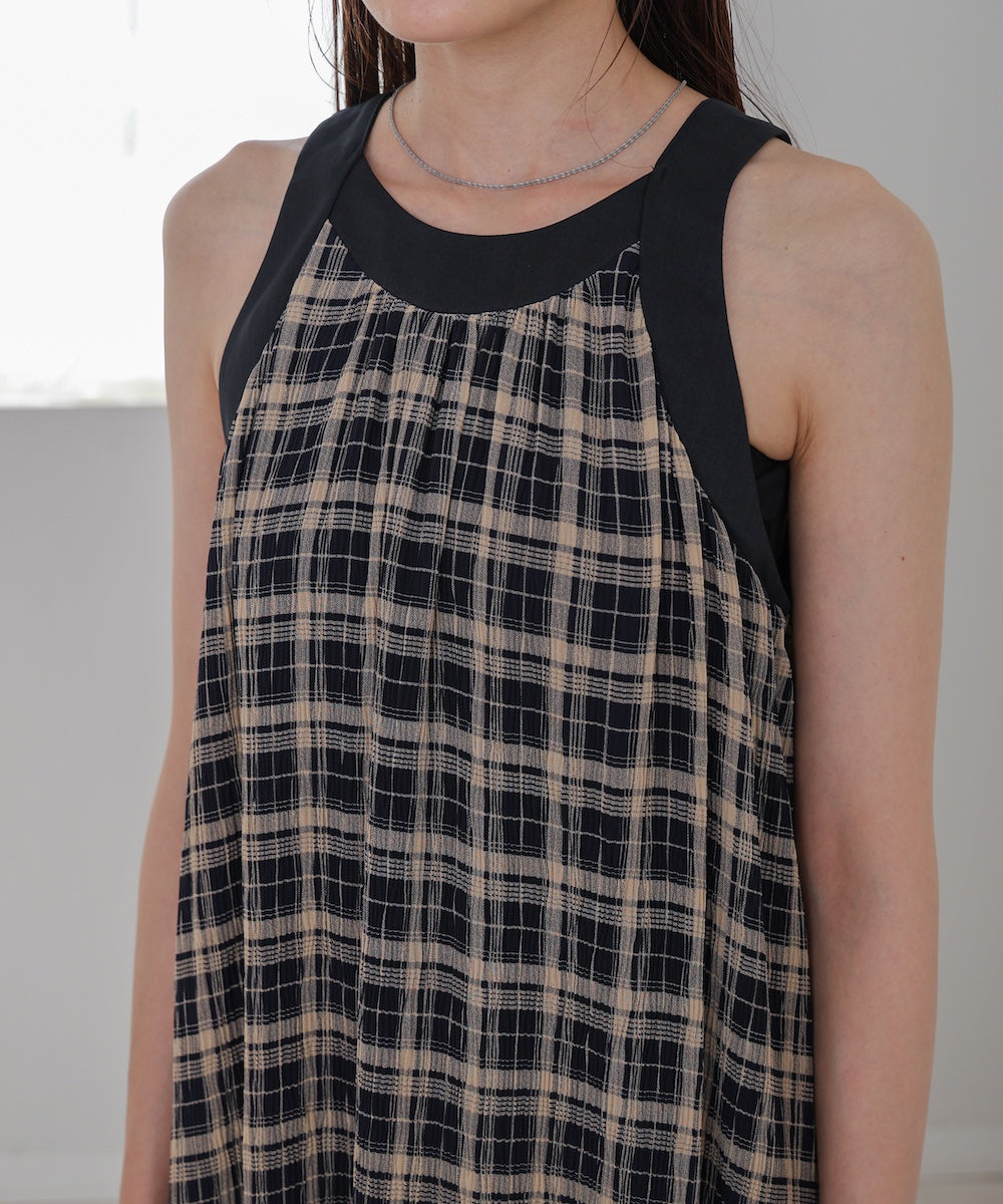 チェックアメスリフレアワンピース