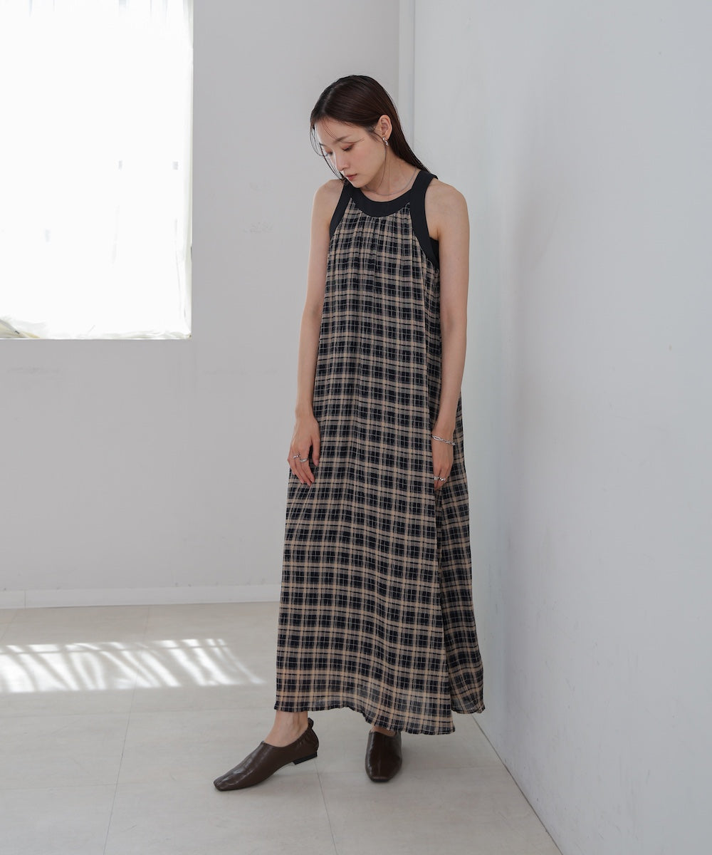 チェックアメスリフレアワンピース