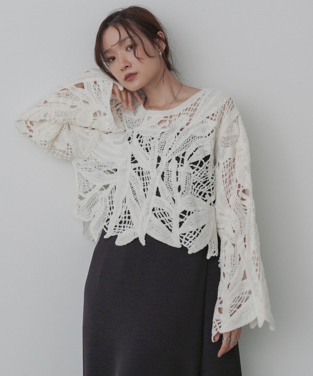 モールヤーンクロシェショートトップス