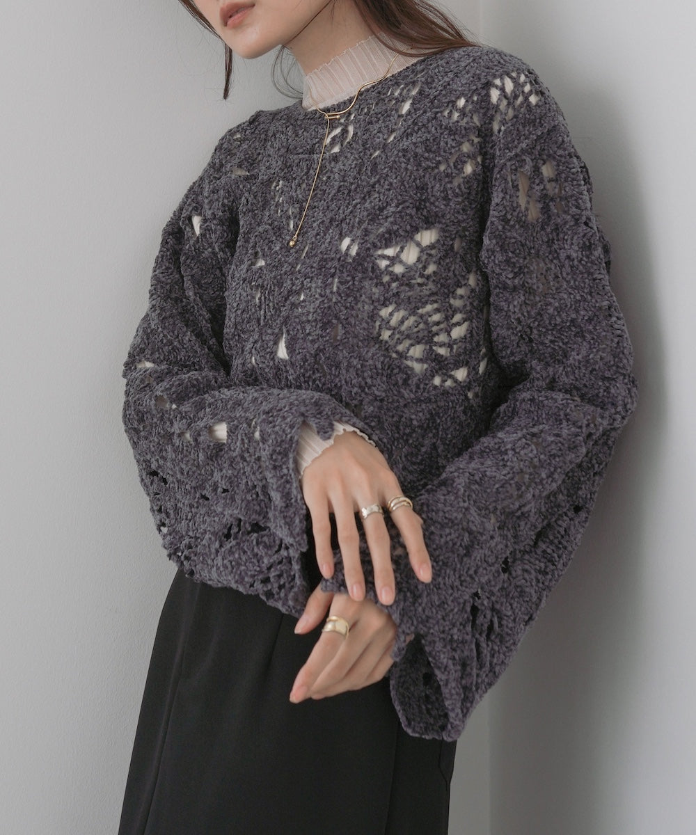 モールヤーンクロシェショートトップス