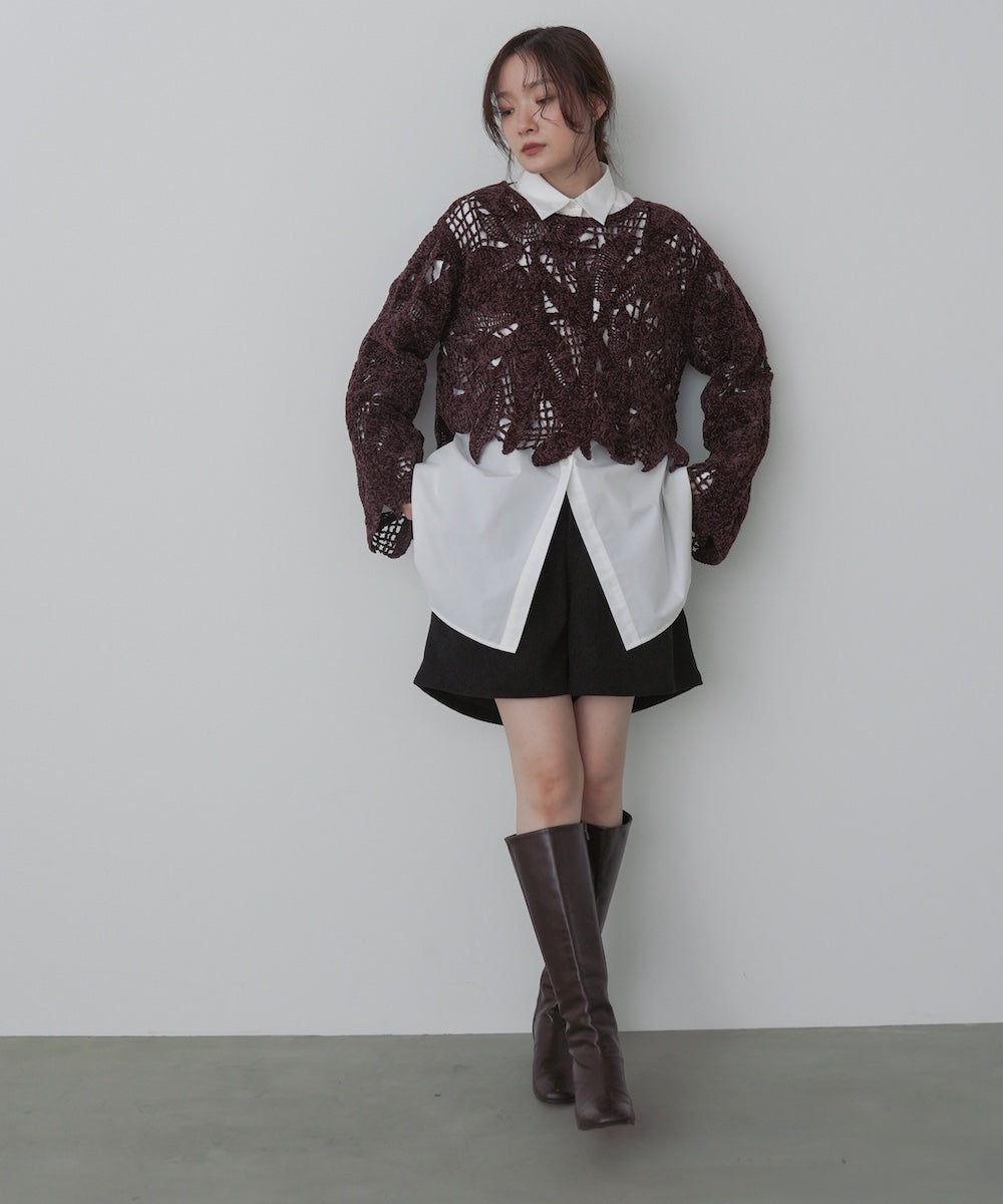 モールヤーンクロシェショートトップス