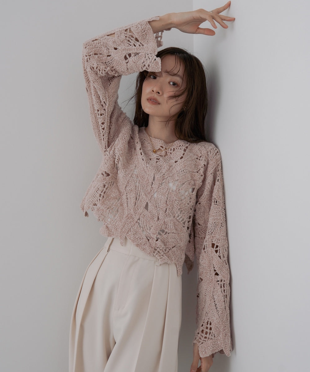 モールヤーンクロシェショートトップス