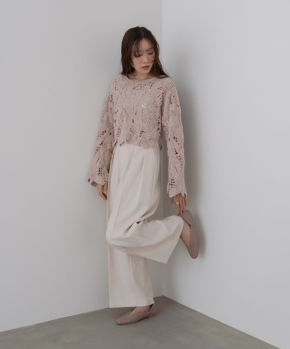 モールヤーンクロシェショートトップス