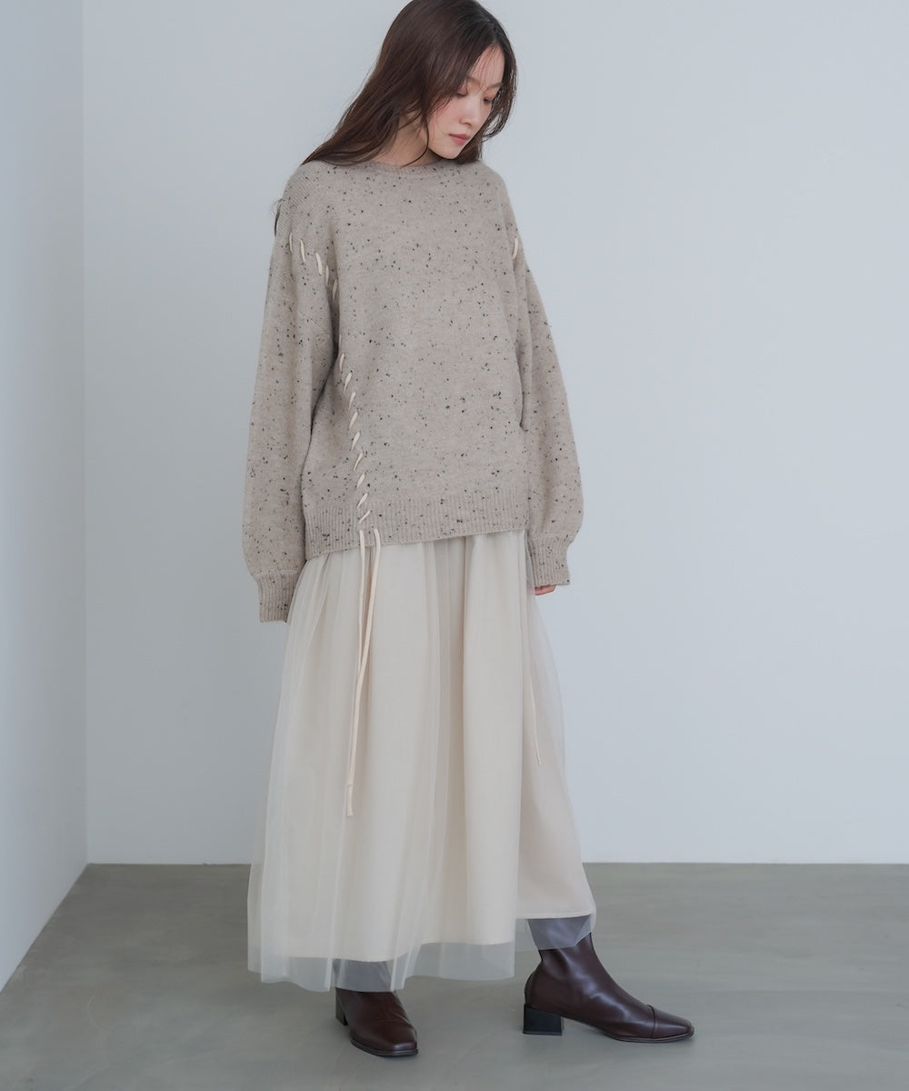 レイヤード風チュールキャミワンピース