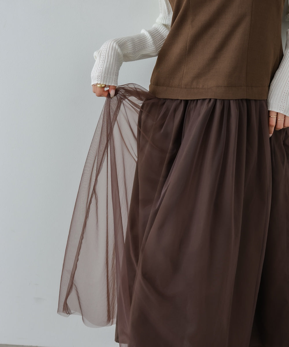 レイヤード風チュールキャミワンピース